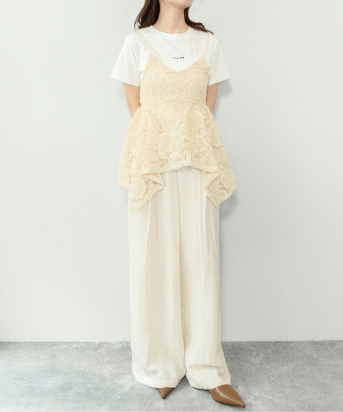 on:nue（オンニュ）の「【on:nue】[着用動画あり！] フラワー刺繍ペプラムビスチェ（キャミソール・レディース・アイボリー/ブラウン・FREE）」の10枚目の写真