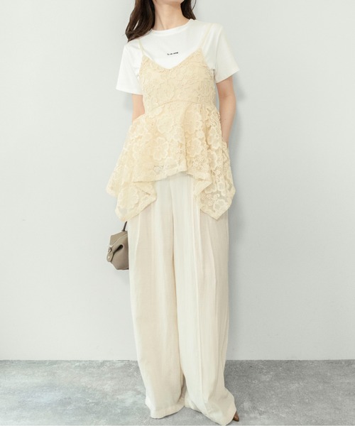on:nue（オンニュ）の「【on:nue】[着用動画あり！] フラワー刺繍ペプラムビスチェ（キャミソール・レディース・アイボリー/ブラウン・FREE）」の15枚目の写真