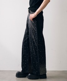 Shoowtime（ショウタイム）の「Rhinestone black street denim pants / ラインストーンブラックストリートデニムパンツ（デニムパンツ）」