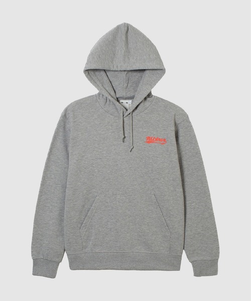 X-girl SPORTS(エックスガールスポーツ)の「ALB L WE FAN GOODS SWEAT HOODIE/アルビレックス新潟レディース(スウェット・メンズ・グレー/ネイビー・LARGE/MEDIUM)」の1枚目の写真