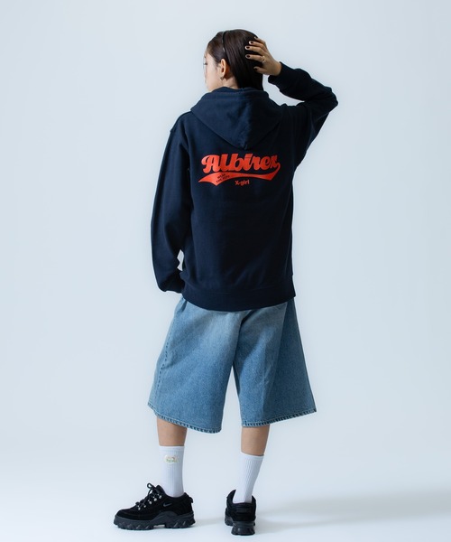 X-girl SPORTS(エックスガールスポーツ)の「ALB L WE FAN GOODS SWEAT HOODIE/アルビレックス新潟レディース(スウェット・メンズ・グレー/ネイビー・LARGE/MEDIUM)」の4枚目の写真