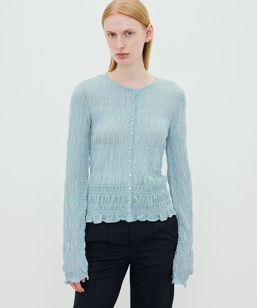 BY MALENE BIRGER(バイマレーネビルガー)の「BY MALENE BIRGER EBBA クルーネックカーディガン(カーディガン/ボレロ・レディース・ブラック/ライトブルー・S)」の4枚目の写真