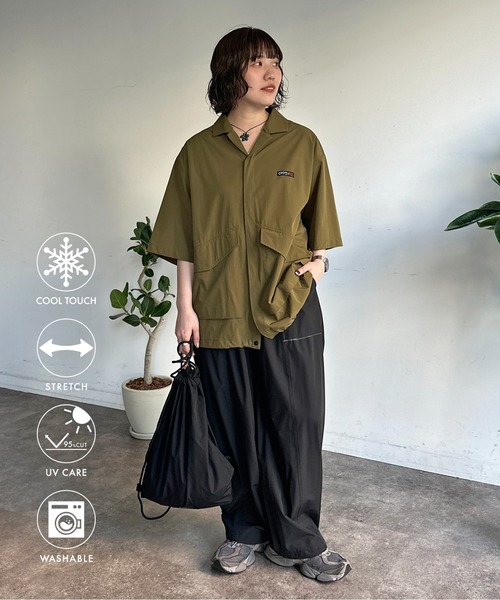 CPCM(シーピーシーエム)の「【3点セット】ストレッチナイロンシャツセットアップ(その他パンツ・レディース・ブラック/カーキ/グリーン・MEDIUM/LARGE)」の1枚目の写真