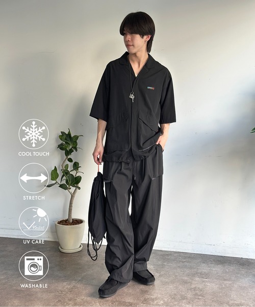 CPCM(シーピーシーエム)の「【3点セット】ストレッチナイロンシャツセットアップ(その他パンツ・レディース・ブラック/カーキ/グリーン・MEDIUM/LARGE)」の2枚目の写真
