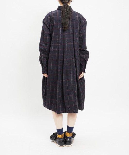 gomme(ゴム)の「チェックシャツワンピース(シャツワンピース・レディース・グレー/ネイビー・MEDIUM)」の10枚目の写真