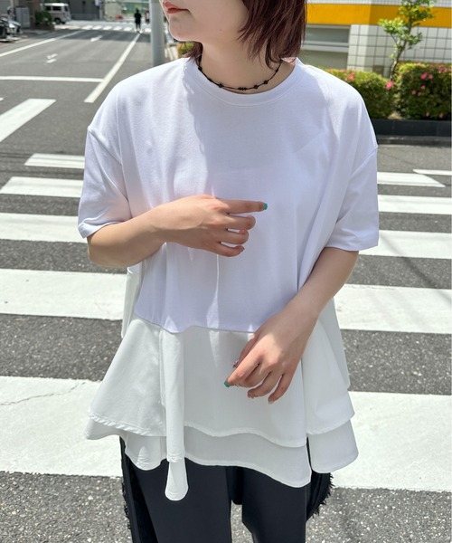 PILIT（ピリット）の「【接触冷感 】ペプラムフレア Tシャツ（Tシャツ/カットソー・レディース・ホワイト/ブラック・MEDIUM）」の17枚目の写真