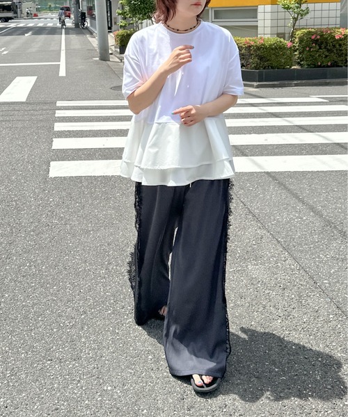 PILIT（ピリット）の「【接触冷感 】ペプラムフレア Tシャツ（Tシャツ/カットソー・レディース・ホワイト/ブラック・MEDIUM）」の10枚目の写真