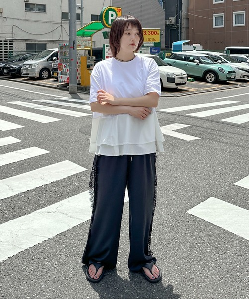 PILIT（ピリット）の「【接触冷感 】ペプラムフレア Tシャツ（Tシャツ/カットソー・レディース・ホワイト/ブラック・MEDIUM）」の13枚目の写真