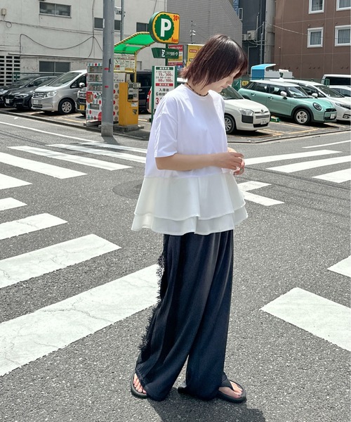 PILIT（ピリット）の「【接触冷感 】ペプラムフレア Tシャツ（Tシャツ/カットソー・レディース・ホワイト/ブラック・MEDIUM）」の15枚目の写真