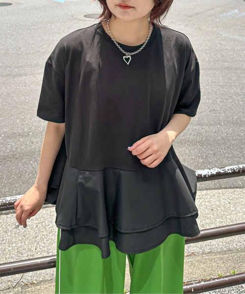 PILIT（ピリット）の「【接触冷感 】ペプラムフレア Tシャツ（Tシャツ/カットソー・レディース・ホワイト/ブラック・MEDIUM）」の18枚目の写真