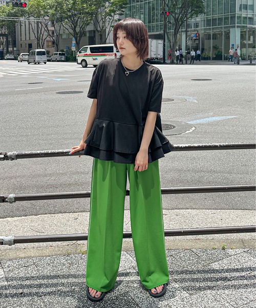 PILIT（ピリット）の「【接触冷感 】ペプラムフレア Tシャツ（Tシャツ/カットソー・レディース・ホワイト/ブラック・MEDIUM）」の21枚目の写真