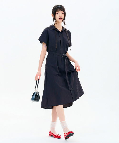 CHASECULT(チェイスカルト)の「レディース 軽量カラー半袖ワンピース-FBRG6171C0L(ワンピース・レディース・チャコールグレー・FRE)」の3枚目の写真