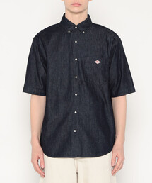 DANTON(�_���g��)��Men's Denim Dungaree Short Sleeve Button-Down Shirt(�V���c/�u���E�X)