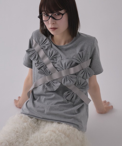 leimn(レイムン)の「リボンカットソー(Tシャツ/カットソー・レディース・ホワイト/ブラック/グレー・FREE)」の3枚目の写真