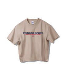 スポーツセミクロップ半袖Tシャツ - ジンジャーベージュ