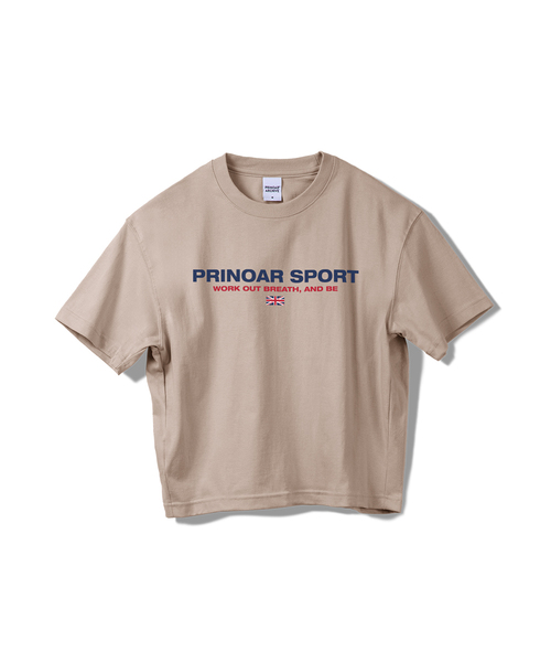 PRINOAR(プリノア)の「スポーツセミクロップ半袖Tシャツ - ジンジャーベージュ(Tシャツ/カットソー・レディース・ベージュ・SMALL/MEDIUM/LARGE)」の1枚目の写真