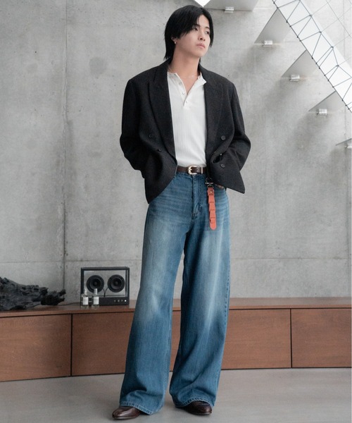 SINSS(シンス)の「Vintage wash overdyed straight denim / ヴィンテージウォッシュオーバーダイストレートデニム(デニムパンツ・メンズ・インディゴブルー/ブラック/ブルー・SMALL/X-SMALL/LARGE/MEDIUM)」の11枚目の写真