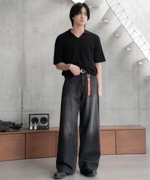 SINSS(シンス)の「Vintage wash overdyed straight denim / ヴィンテージウォッシュオーバーダイストレートデニム(デニムパンツ・メンズ・インディゴブルー/ブラック/ブルー・SMALL/X-SMALL/LARGE/MEDIUM)」の7枚目の写真