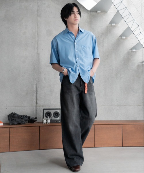 SINSS(シンス)の「Vintage wash overdyed straight denim / ヴィンテージウォッシュオーバーダイストレートデニム(デニムパンツ・メンズ・インディゴブルー/ブラック/ブルー・SMALL/X-SMALL/LARGE/MEDIUM)」の8枚目の写真