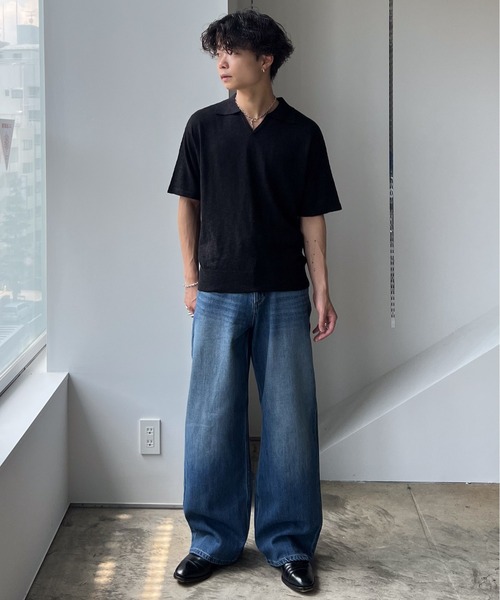 SINSS(シンス)の「Vintage wash overdyed straight denim / ヴィンテージウォッシュオーバーダイストレートデニム(デニムパンツ・メンズ・インディゴブルー/ブラック/ブルー・SMALL/X-SMALL/LARGE/MEDIUM)」の13枚目の写真