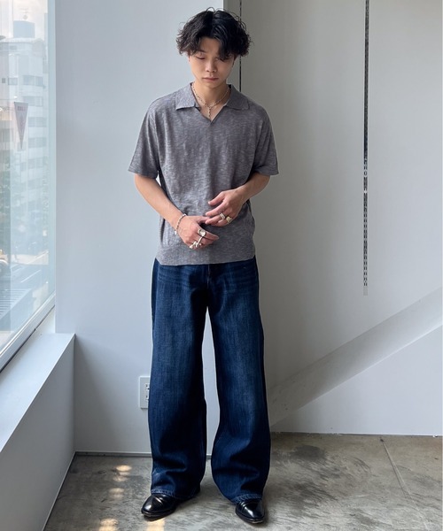 SINSS(シンス)の「Vintage wash overdyed straight denim / ヴィンテージウォッシュオーバーダイストレートデニム(デニムパンツ・メンズ・インディゴブルー/ブラック/ブルー・SMALL/X-SMALL/LARGE/MEDIUM)」の12枚目の写真