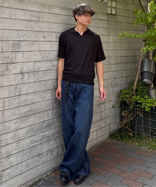SINSS(シンス)の「Vintage wash overdyed straight denim / ヴィンテージウォッシュオーバーダイストレートデニム(デニムパンツ・メンズ・インディゴブルー/ブラック/ブルー・SMALL/X-SMALL/LARGE/MEDIUM)」の15枚目の写真