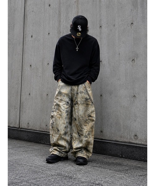 Bling Leads（ブリングリーズ）の「【Bls】 【ZM】【Bling Leads】ヴィンテージ加工 ワイドデニムパンツ（デニムパンツ・メンズ・ブルー・MEDIUM）」の2枚目の写真