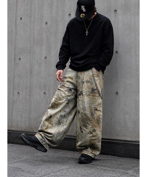 Bling Leads（ブリングリーズ）の「【Bls】 【ZM】【Bling Leads】ヴィンテージ加工 ワイドデニムパンツ（デニムパンツ・メンズ・ブルー・MEDIUM）」の3枚目の写真