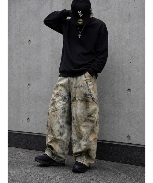 Bling Leads（ブリングリーズ）の「【Bls】 【ZM】【Bling Leads】ヴィンテージ加工 ワイドデニムパンツ（デニムパンツ・メンズ・ブルー・MEDIUM）」の4枚目の写真