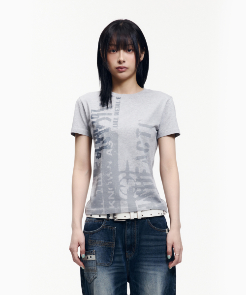 AAKAM(アーカム)の「Aim Lettering Half Top (Gray)(Tシャツ/カットソー・レディース・その他・1/3/2)」の4枚目の写真