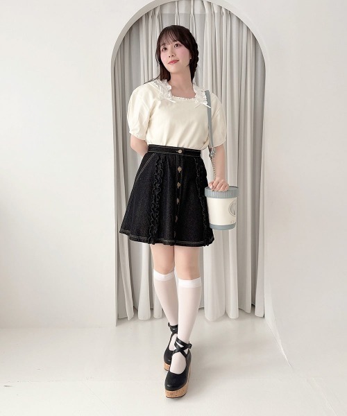 F i.n.t(フィント)の「ショルダーフリルオフショルカットトップス/fint フィント(Tシャツ/カットソー・レディース・ライトグリーン/アイボリー/ピンクベージュ・FREE)」の5枚目の写真