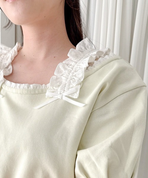 F i.n.t(フィント)の「ショルダーフリルオフショルカットトップス/fint フィント(Tシャツ/カットソー・レディース・ライトグリーン/アイボリー/ピンクベージュ・FREE)」の12枚目の写真