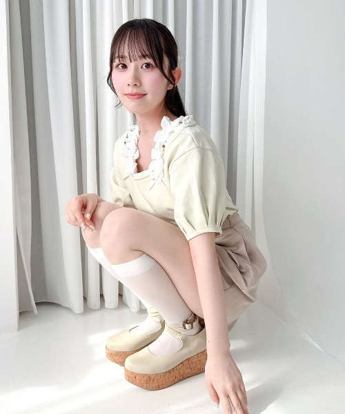 F i.n.t(フィント)の「ショルダーフリルオフショルカットトップス/fint フィント(Tシャツ/カットソー・レディース・ライトグリーン/アイボリー/ピンクベージュ・FREE)」の15枚目の写真