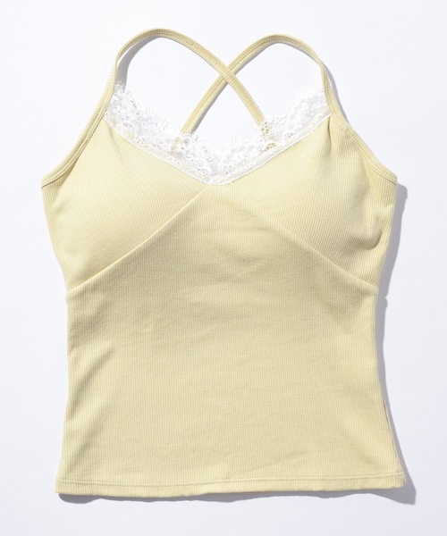 Lace Ladies(レースレディース)の「レース Vネック クロスストラップ カップ付き キャミソール(キャミソール・レディース・ホワイト/グレー/グリーン/ピンク・FREE)」の13枚目の写真