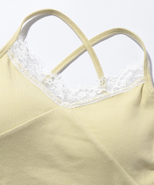Lace Ladies(レースレディース)の「レース Vネック クロスストラップ カップ付き キャミソール(キャミソール・レディース・ホワイト/グレー/グリーン/ピンク・FREE)」の14枚目の写真