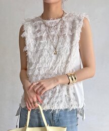 DouDou | 【WEB限定】ノースリフェザー裾ドロストトップス(タンクトップ)