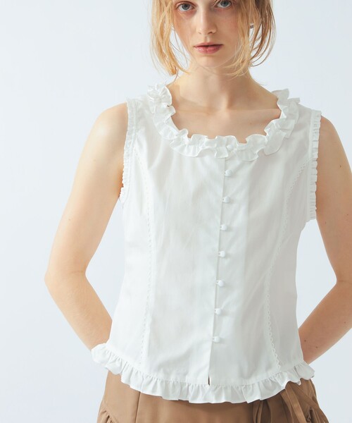 Ray BEAMS(レイビームス)の「フリル トリム ノースリーブ(シャツ/ブラウス・レディース・ホワイト/サックスブルー・ONE SIZE)」の22枚目の写真