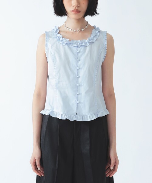 Ray BEAMS(レイビームス)の「フリル トリム ノースリーブ(シャツ/ブラウス・レディース・ホワイト/サックスブルー・ONE SIZE)」の17枚目の写真