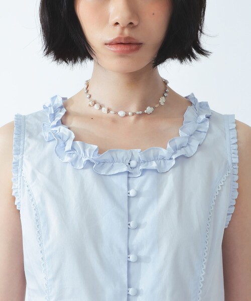 Ray BEAMS(レイビームス)の「フリル トリム ノースリーブ(シャツ/ブラウス・レディース・ホワイト/サックスブルー・ONE SIZE)」の14枚目の写真