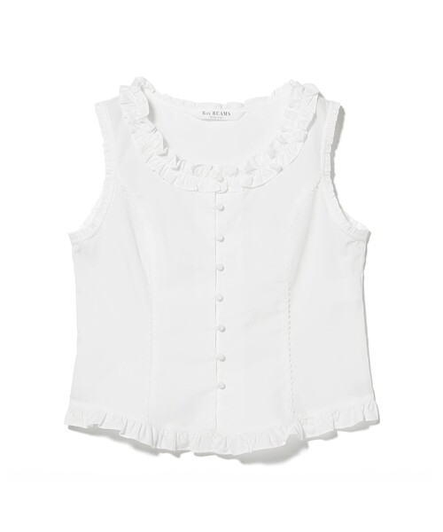 Ray BEAMS(レイビームス)の「フリル トリム ノースリーブ(シャツ/ブラウス・レディース・ホワイト/サックスブルー・ONE SIZE)」の12枚目の写真