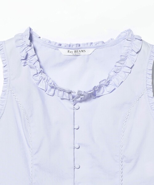 Ray BEAMS(レイビームス)の「フリル トリム ノースリーブ(シャツ/ブラウス・レディース・ホワイト/サックスブルー・ONE SIZE)」の8枚目の写真