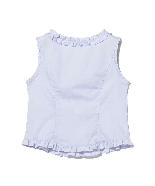 Ray BEAMS(レイビームス)の「フリル トリム ノースリーブ(シャツ/ブラウス・レディース・ホワイト/サックスブルー・ONE SIZE)」の6枚目の写真