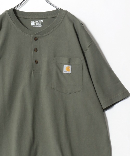 Carhartt(カーハート)の「2026SS Carhartt/カーハート オーバーサイズ ワンポイントロゴ ポケット付 ヘンリーネックTシャツ(Tシャツ/カットソー・メンズ・グレー/ネイビー/ブラック/オリーブ/チャコール・M/L/XL)」の4枚目の写真