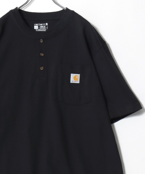 Carhartt(カーハート)の「2026SS Carhartt/カーハート オーバーサイズ ワンポイントロゴ ポケット付 ヘンリーネックTシャツ(Tシャツ/カットソー・メンズ・グレー/ネイビー/ブラック/オリーブ/チャコール・M/L/XL)」の2枚目の写真