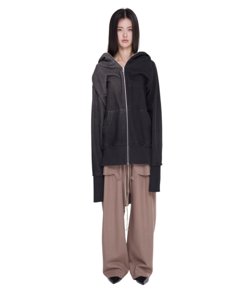 ASPARAGUS（アスパラガス）の「アシンメトリカルフルジッパージャケット（パーカー・レディース・ブラック・MEDIUM/LARGE/X-SMALL/SMALL）」の2枚目の写真