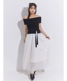 MERCURYDUO | オフショルチュールドッキングニットワンピース(ワンピース)