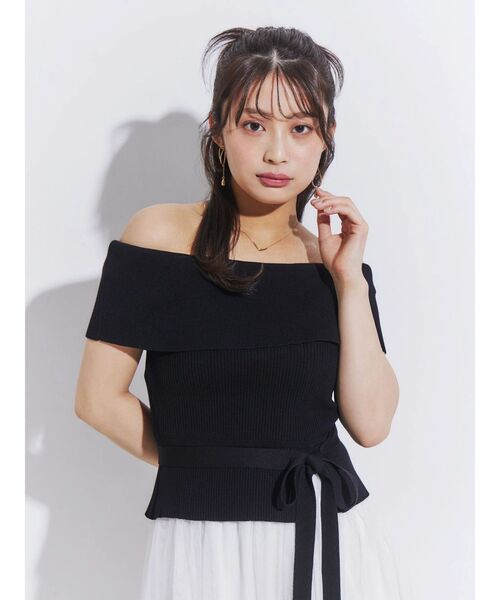 MERCURYDUO（マーキュリーデュオ）の「オフショルチュールドッキングニットワンピース（ワンピース・レディース・その他1/ベビーピンク/ネイビー/ブラック・FREE）」の7枚目の写真