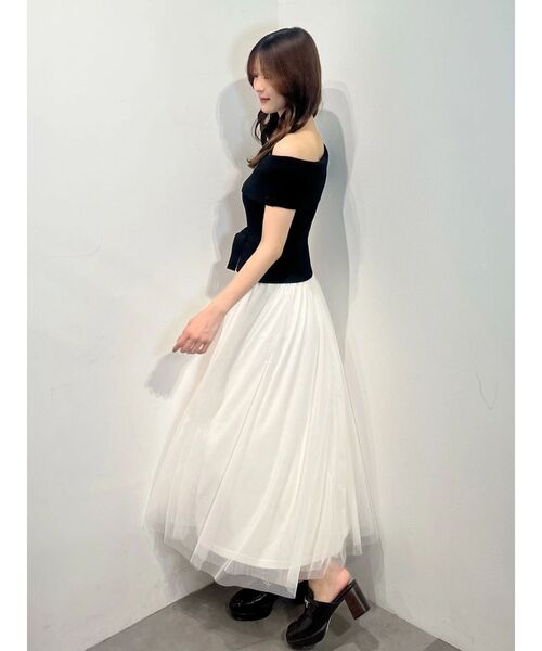 MERCURYDUO（マーキュリーデュオ）の「オフショルチュールドッキングニットワンピース（ワンピース・レディース・その他1/ベビーピンク/ネイビー/ブラック・FREE）」の22枚目の写真