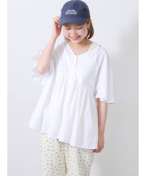 Samansa Mos2(サマンサ モスモス)の「【接触冷感】前後2WAYギャザーブラウス(シャツ/ブラウス・レディース・ブルー/レッド/オフホワイト/ブラック・F)」の2枚目の写真