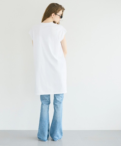 coca(coca)(コカ)の「ピスネームチュニック丈Tシャツ(Tシャツ/カットソー・レディース・ホワイト/ブラック・L/M/S)」の6枚目の写真